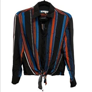 Trina Turk Striped Tie Front Button Down